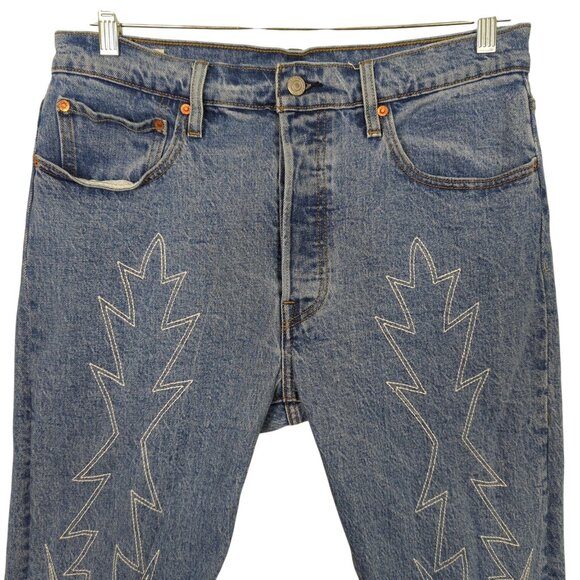 Levi's 501 Skinny Women Embroidered Jeans Del Norte High Waist Sz 31 L 30 - Picture 4 of 16